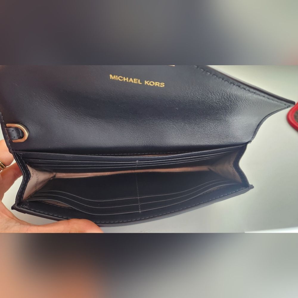 Michael Kors Large Wallet - Blue Denim Heart Print - Picture 3 of 8